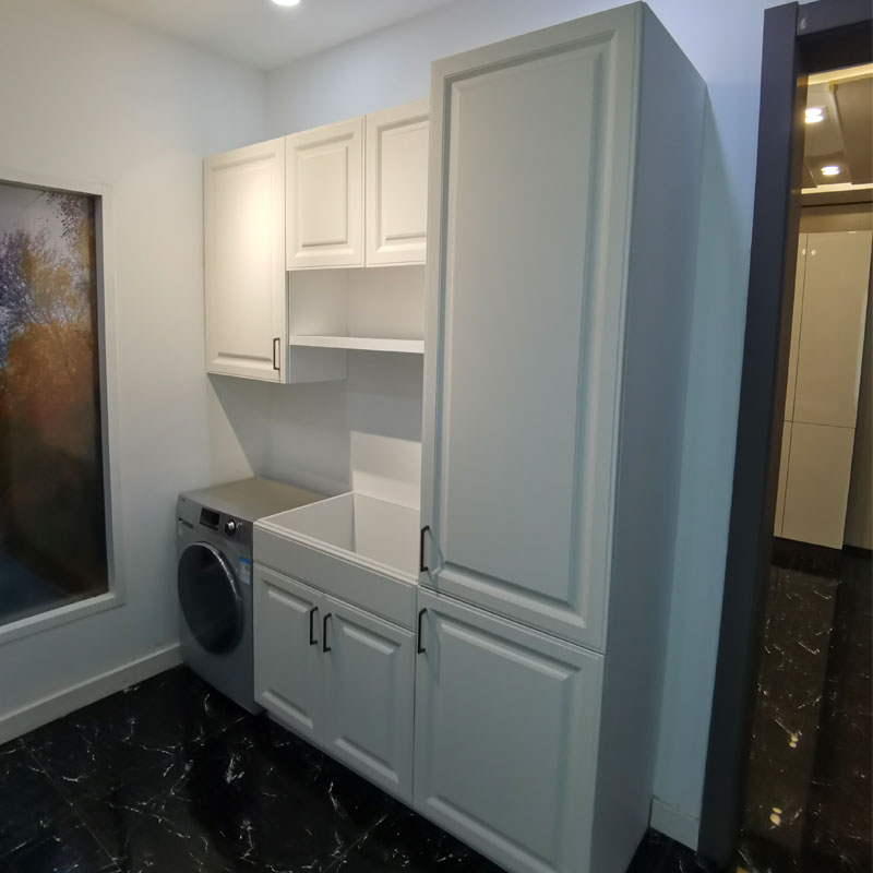 How Do Laminated White Laundry Cabinets Compare To Painted Ones